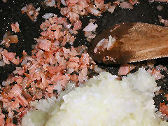 Risotto - cooking off the pancetta and onion