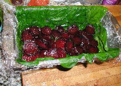 Assembling the beet terrine