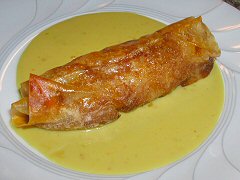 Banana Springroll with Coconut Turmeric Sauce