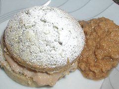 Poppyseed torts, persimmon puree