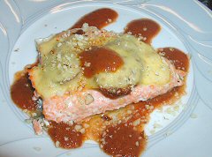 Trout "stuffed" and charred tomato sauce