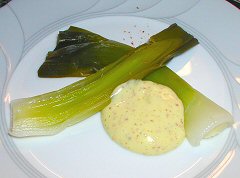 Poached Leeks with Mustard Vinaigrette