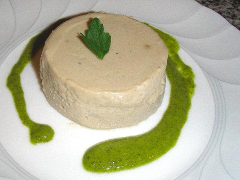 Mushroom Mousse with parsley sauce