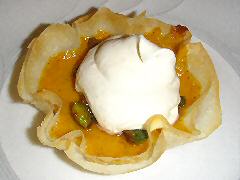 Pumpkin pistachio tart in strudel dough