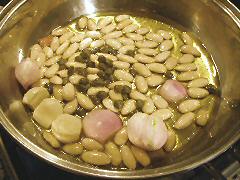 Making the almond caper sauce