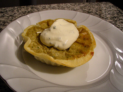 Mushroom cheesecake tartlet