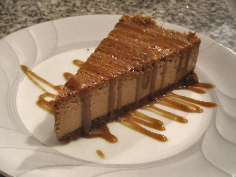 Chocolate cheesecake with butterscotch sauce