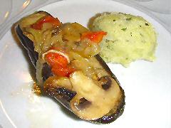 Eggplant with minted lemon potatoes