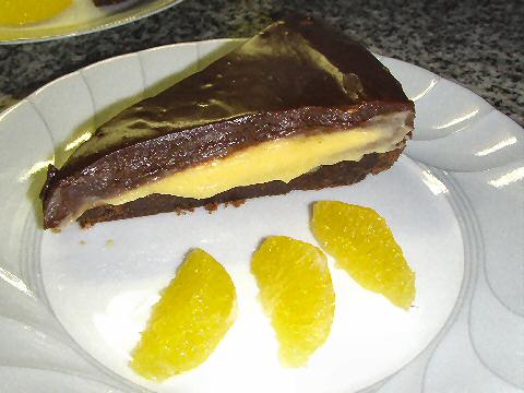 Bittersweet chocolate tart with passionfruit cream