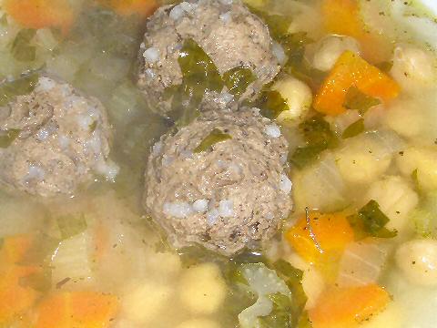 Lemon Mint Soup with meatballs