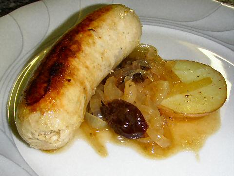 Boudin Blanc with onion prune compote