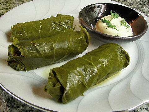 Oyster mushroom stuffed grapeleaves