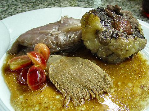 Braised oxtail, tongue, and cabbage