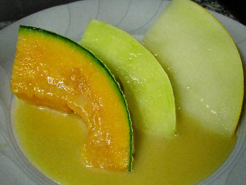 Trio of melons with coconut caramel