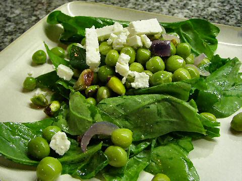Fresh Pea and Spinach Salad with Mint Vinaigrette