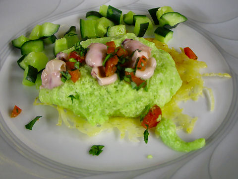 Calamarete Ceviche with Fresh Pea Mousseline