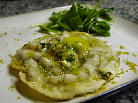 Salmon blanco and bottarga pizza