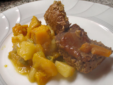 Braised lamb with potato and squash ragout