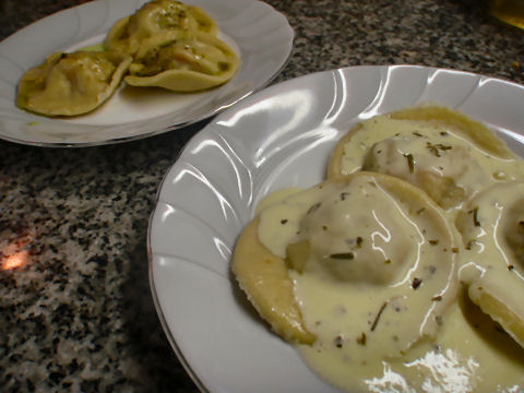 Roasted Pepper Ravioli in Goats Cheese Sauce
