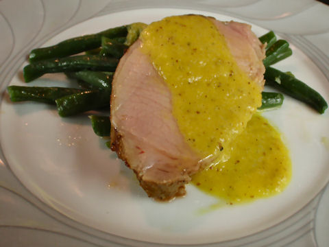 Roasted Pork Loin with Charred Yellow Pepper sauce