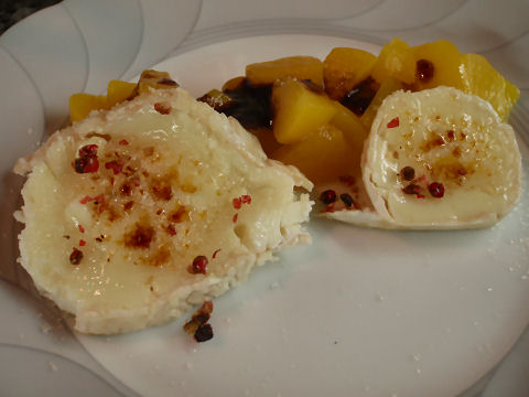 Caramelized Goat Cheeses with Peaches
