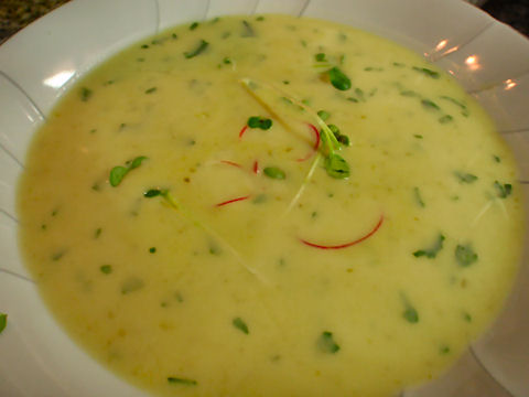 Spring pea and radish soup