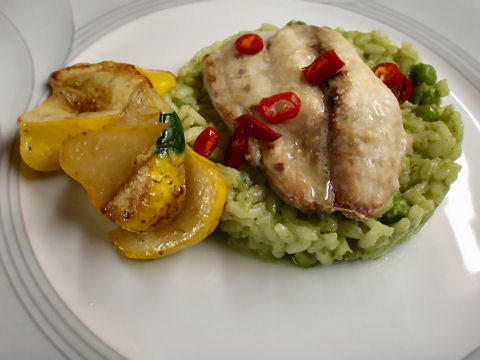 Snapper over Pesto Rice