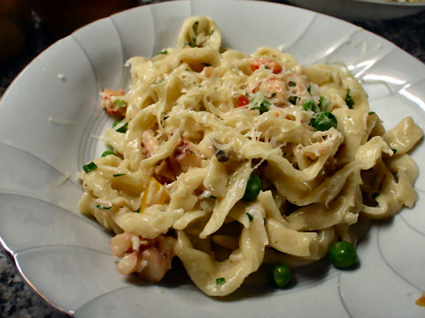 Fettucini with Seafood Rum Cream Sauce