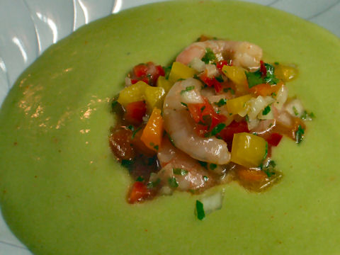 Shrimp Ceviche in Avocado Soup