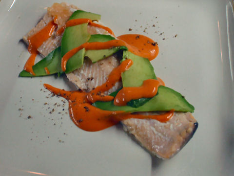 Poached Trout, Avocado, Piquillo Sauce