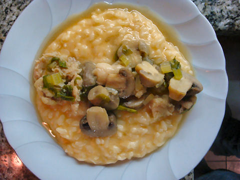 Sweetbread and mushroom risotto