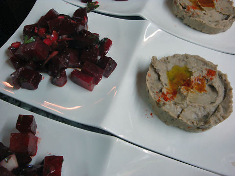 Beet Tamarind Salad and Fava Hummus