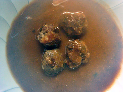 Tomato Lentil soup with Allspice Meatballs