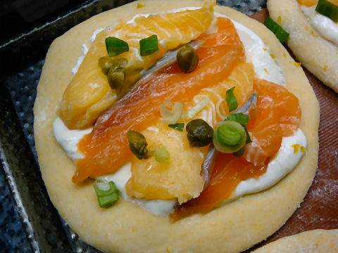 Salmon and Surubi Pizzetta