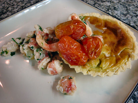 Crab salad with White Chocolate Avocado Tartlet