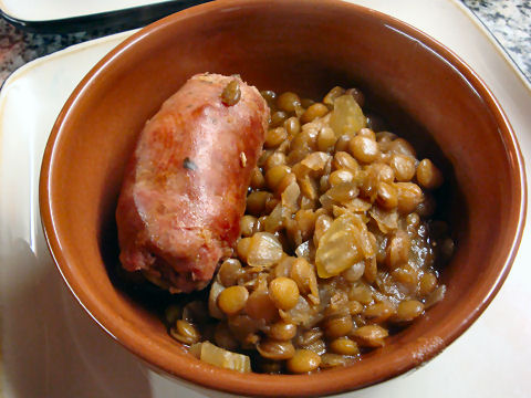 Lentils with sausage