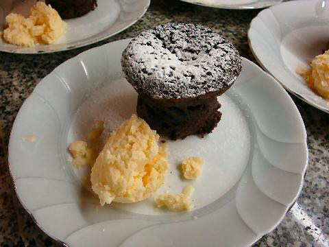 Flourless Chocolate Cake, Coconut Tangerine Granite