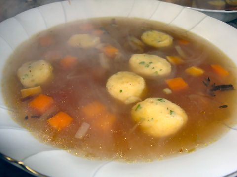 Roasted Vegetable Soup with Dumplings