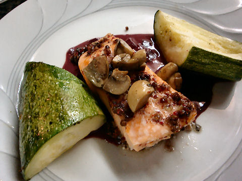 Roasted Salmon in Red Wine Sauce