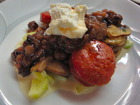 Morcilla, Knackwurst  and Mushroom Tian