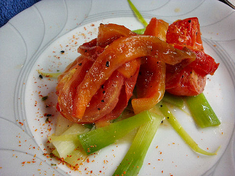 Warm Leek, Tomato & Pepper Salad