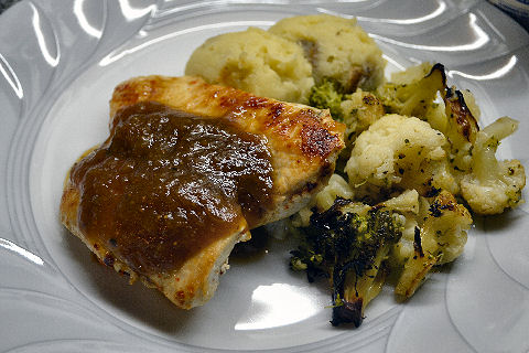 Spicy Chicken with Charred Cauliflower and Broccoli