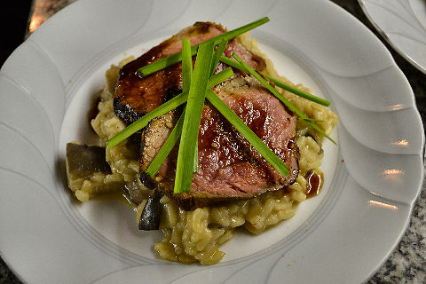 Veal Tataki with Mushroom Risotto