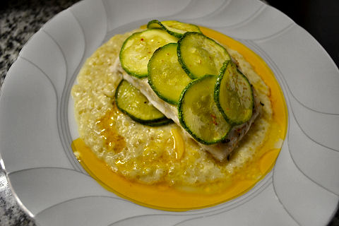 Corvina with quinua polenta