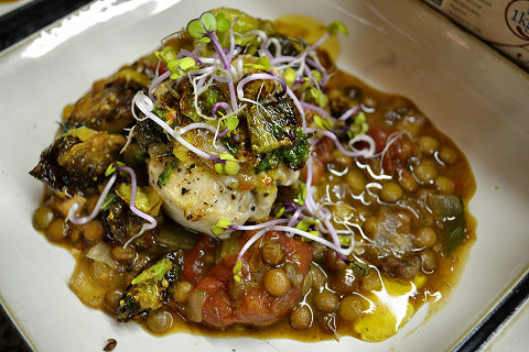 Rabbit Loin, Lentils, Brussels Sprouts