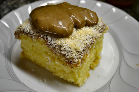 Tres Leches Cake with Chocolate Coffee Sauce