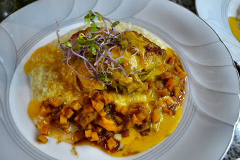 Vinegar Glazed Chicken, Quinua Polenta