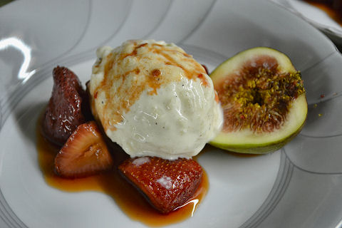 Risotto Gelato, Strawberries and Figs