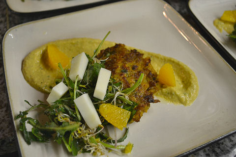 Carrot Fritter, carrot hummus