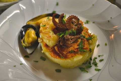 Grilled shellfish causa